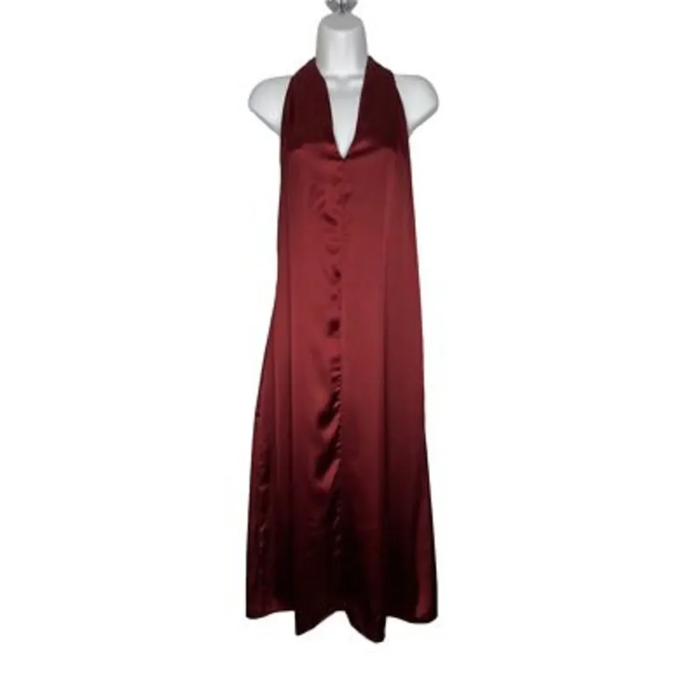 Bishop‎ + Young Womens Camila T-Back Sheath Dress Burgundy Halter Neck Zip S New